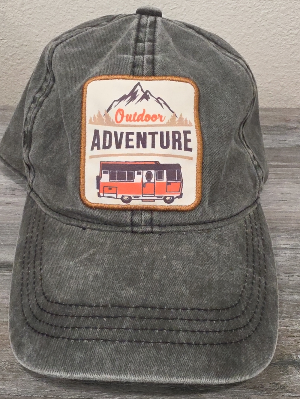 David and Young Gray Washed Dad Hat with Orange Adventure Patch